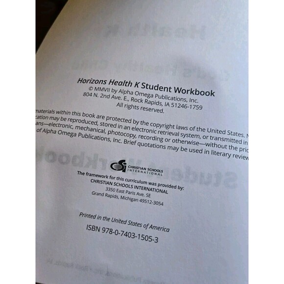 Horizons Health Kindergarten K5 Student Workbook & Teacher's Guide Homeschooling - Picture 8 of 10